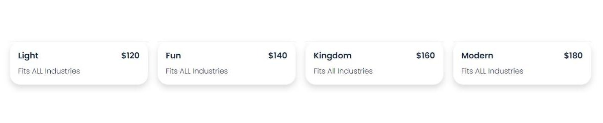 The four paid BookingKoala website builder templates and their prices